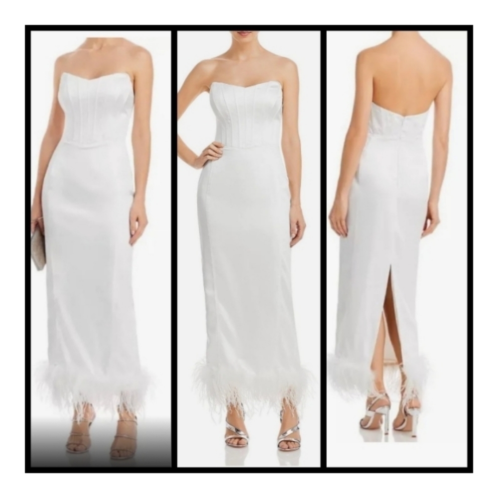 Aqua White Strapless Maxi Dress